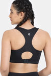 Zelocity Quick Dry Racerback Sports Bra - Jet Black — thumbnail 2